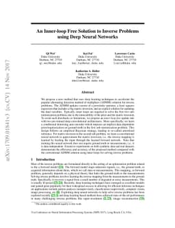 An inner-loop free solution to inverse problems using deep neural
  networks