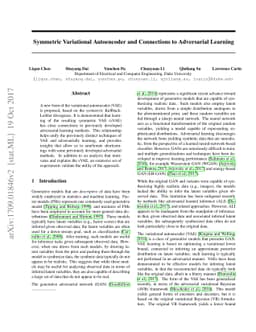 Symmetric Variational Autoencoder and Connections to Adversarial
  Learning