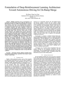 Formulation of Deep Reinforcement Learning Architecture Toward
  Autonomous Driving for On-Ramp Merge