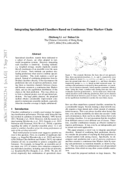 Integrating Specialized Classifiers Based on Continuous Time Markov
  Chain