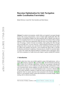 Bayesian Optimisation for Safe Navigation under Localisation Uncertainty