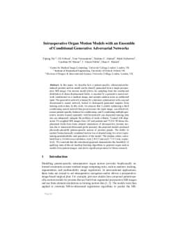 Intraoperative Organ Motion Models with an Ensemble of Conditional
  Generative Adversarial Networks