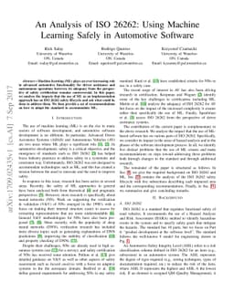 An Analysis of ISO 26262: Using Machine Learning Safely in Automotive
  Software