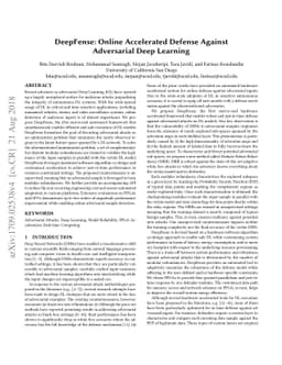 DeepFense: Online Accelerated Defense Against Adversarial Deep Learning