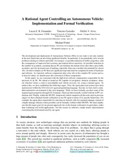 A Rational Agent Controlling an Autonomous Vehicle: Implementation and
  Formal Verification