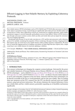 Efficient Logging in Non-Volatile Memory by Exploiting Coherency
  Protocols