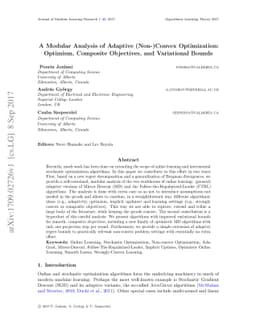 A Modular Analysis of Adaptive (Non-)Convex Optimization: Optimism,
  Composite Objectives, and Variational Bounds