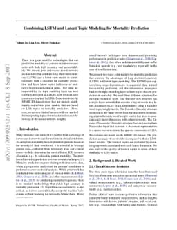 Combining LSTM and Latent Topic Modeling for Mortality Prediction