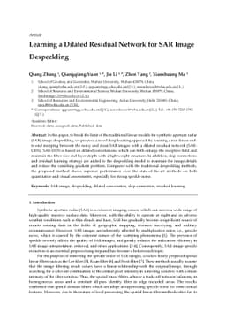 Learning a Dilated Residual Network for SAR Image Despeckling