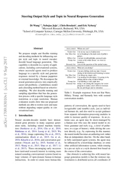 Steering Output Style and Topic in Neural Response Generation