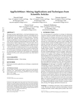 AppTechMiner: Mining Applications and Techniques from Scientific
  Articles