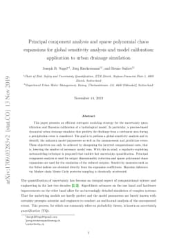 Principal component analysis and sparse polynomial chaos expansions for
  global sensitivity analysis and model calibration: application to urban
  drainage simulation