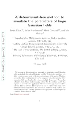 A determinant-free method to simulate the parameters of large Gaussian
  fields