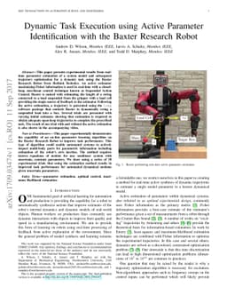 Dynamic Task Execution using Active Parameter Identification with the
  Baxter Research Robot