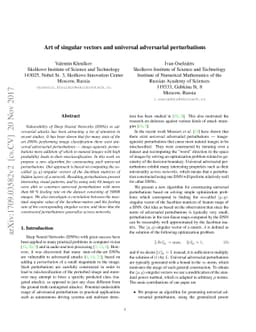 Art of singular vectors and universal adversarial perturbations