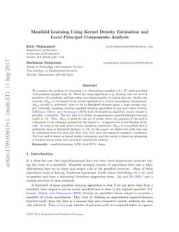 Manifold Learning Using Kernel Density Estimation and Local Principal
  Components Analysis