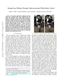 Straight-Leg Walking Through Underconstrained Whole-Body Control