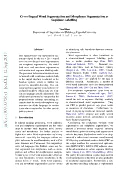 Cross-lingual Word Segmentation and Morpheme Segmentation as Sequence
  Labelling