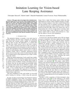 Imitation Learning for Vision-based Lane Keeping Assistance