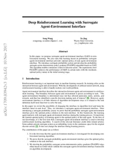 Deep Reinforcement Learning with Surrogate Agent-Environment Interface