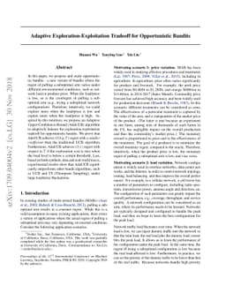 Adaptive Exploration-Exploitation Tradeoff for Opportunistic Bandits