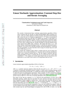 Linear Stochastic Approximation: Constant Step-Size and Iterate
  Averaging