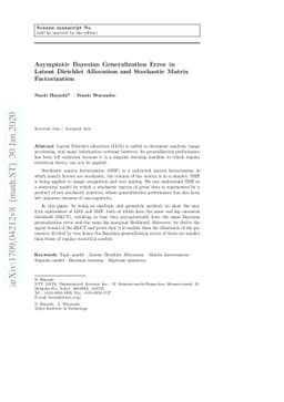 Asymptotic Bayesian Generalization Error in Latent Dirichlet Allocation
  and Stochastic Matrix Factorization