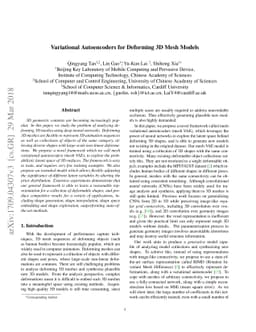 Variational Autoencoders for Deforming 3D Mesh Models