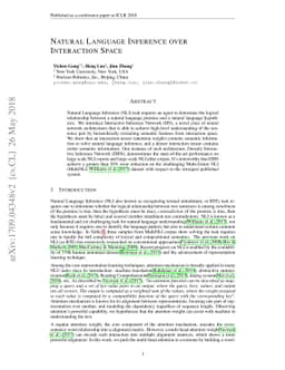 Natural Language Inference over Interaction Space