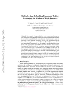 On Early-stage Debunking Rumors on Twitter: Leveraging the Wisdom of
  Weak Learners