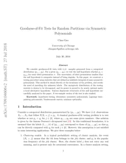 Goodness-of-Fit Tests for Random Partitions via Symmetric Polynomials