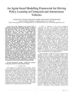 An Agent-based Modelling Framework for Driving Policy Learning in
  Connected and Autonomous Vehicles