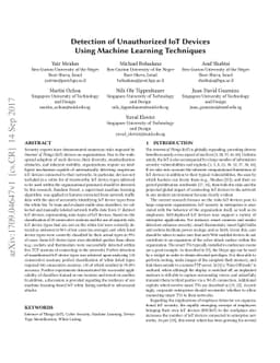 Detection of Unauthorized IoT Devices Using Machine Learning Techniques