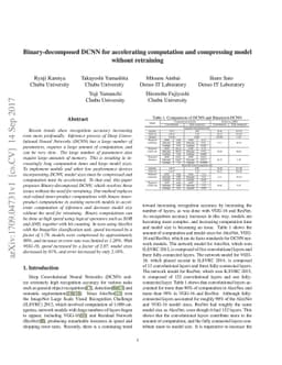 Binary-decomposed DCNN for accelerating computation and compressing
  model without retraining