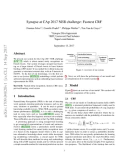 Synapse at CAp 2017 NER challenge: Fasttext CRF