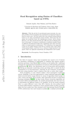 Food Recognition using Fusion of Classifiers based on CNNs