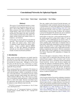 Convolutional Networks for Spherical Signals