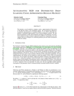 Accelerating SGD for Distributed Deep-Learning Using Approximated
  Hessian Matrix