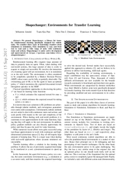 Shapechanger: Environments for Transfer Learning