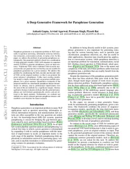 A Deep Generative Framework for Paraphrase Generation