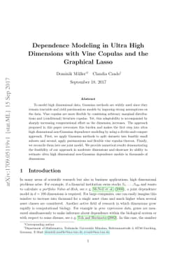 Dependence Modeling in Ultra High Dimensions with Vine Copulas and the
  Graphical Lasso