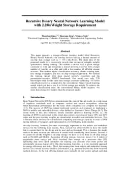 Recursive Binary Neural Network Learning Model with 2.28b/Weight Storage
  Requirement