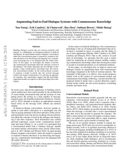Augmenting End-to-End Dialog Systems with Commonsense Knowledge