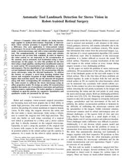 Automatic Tool Landmark Detection for Stereo Vision in Robot-Assisted
  Retinal Surgery