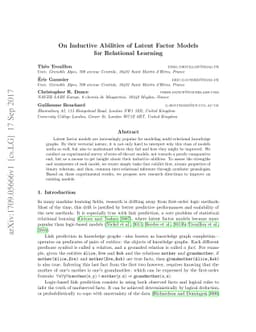 On Inductive Abilities of Latent Factor Models for Relational Learning