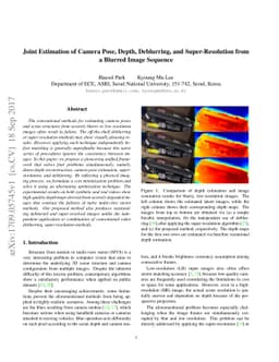 Joint Estimation of Camera Pose, Depth, Deblurring, and Super-Resolution
  from a Blurred Image Sequence