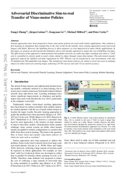 Adversarial Discriminative Sim-to-real Transfer of Visuo-motor Policies