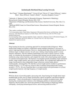Institutionally Distributed Deep Learning Networks
