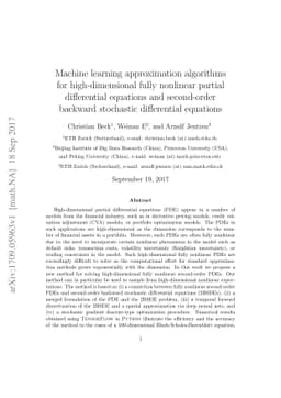 Machine learning approximation algorithms for high-dimensional fully
  nonlinear partial differential equations and second-order backward stochastic
  differential equations