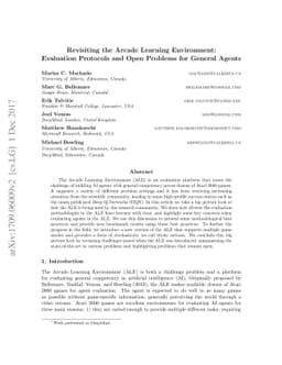 Revisiting the Arcade Learning Environment: Evaluation Protocols and
  Open Problems for General Agents